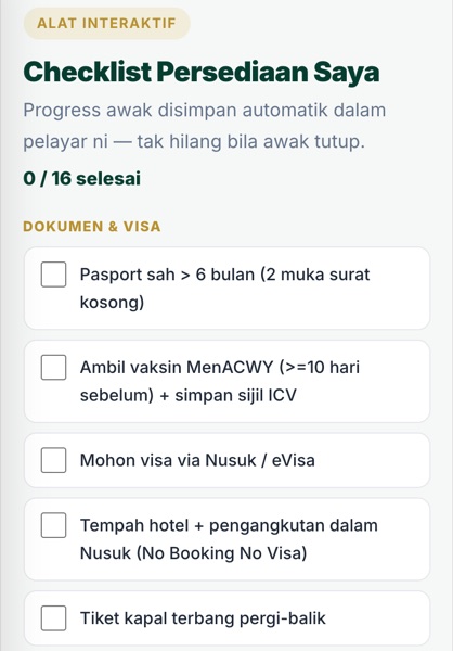 Checklist persediaan auto-simpan dalam portal