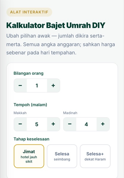 Kalkulator bajet dalam portal interaktif